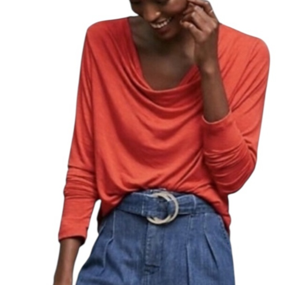 DOLAN Left Coast for Anthropologie Split Neck Long Sleeve Top Size Medium